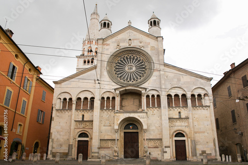 Facade of Duomo in Modena, Italy. This is the most important church in the city.