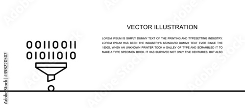 Vector filter, funnel, data tunnel one line icon. Continuous one line illustration.
