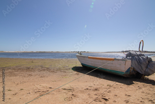Fishing boats  on the beach of Isla Cristina  Huelva  Spain.