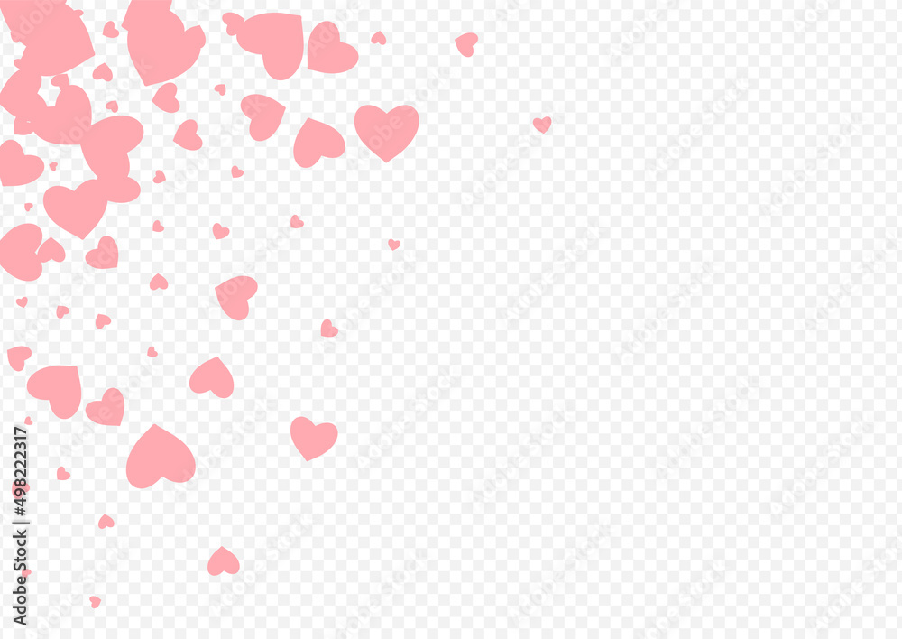 Red Hearts Vector Transparent Backgound. Fly