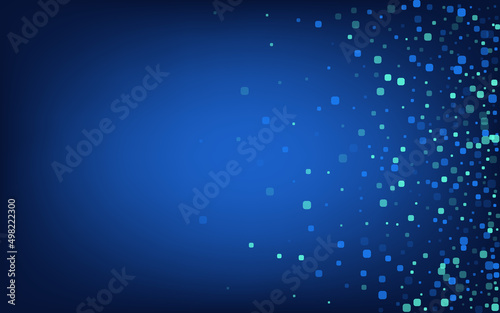 Turquoise Square Flying Blue Vector Background.