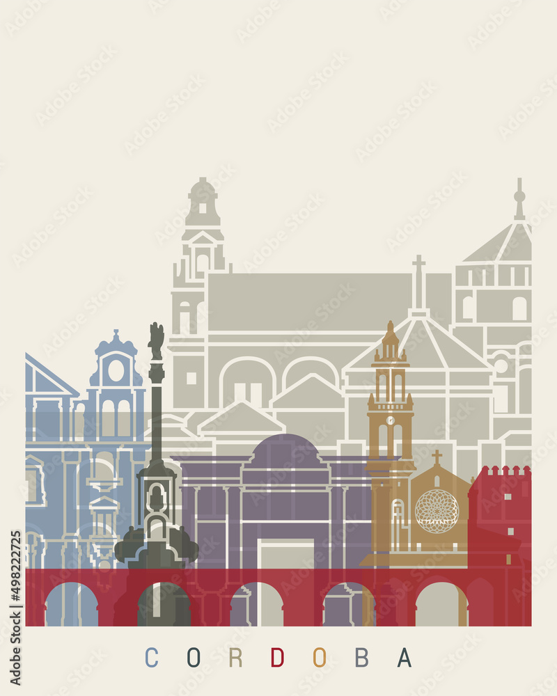 Naklejka premium Cordoba skyline poster