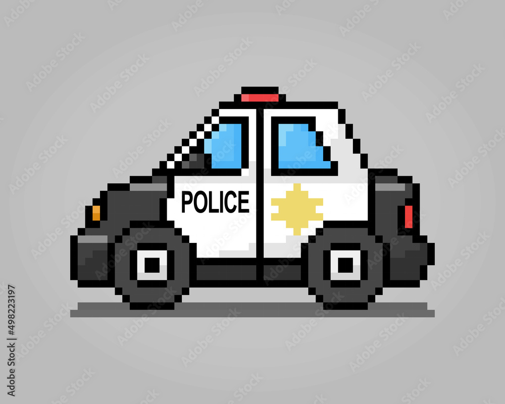 8 bit police car pixels. For game assets and Cross Stitch patterns in  vector illustrations. Векторный объект Stock | Adobe Stock