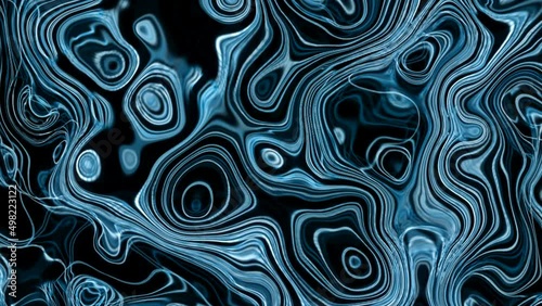 3D rendering abstract liquid blue white and black colors. Space cold and mysterious background