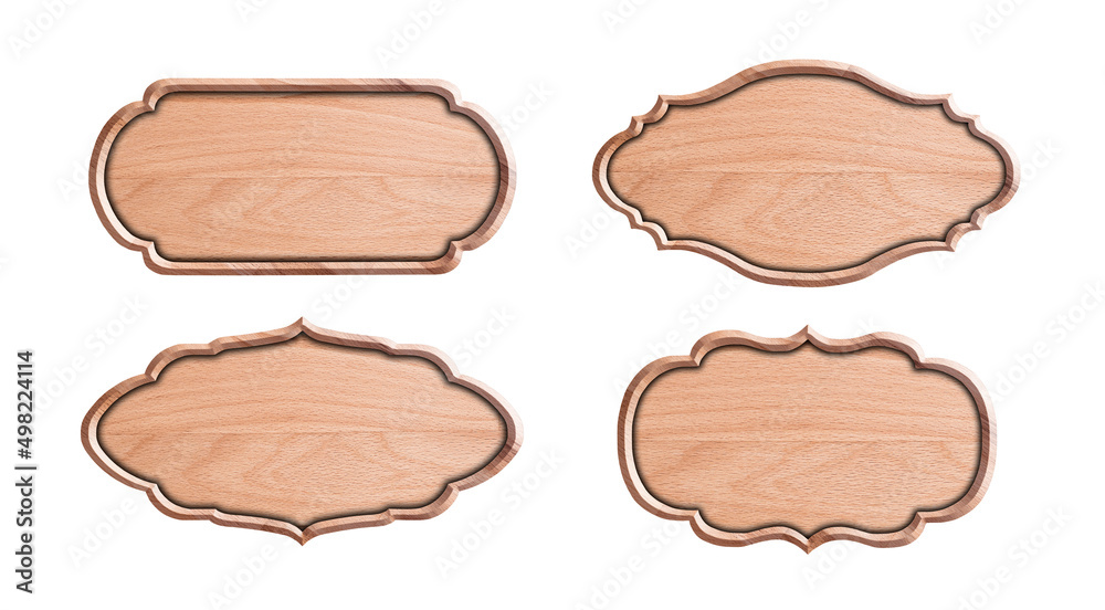Set of wood signs isolated on white background with clipping path Set of wood signs isolated on white background with clipping path