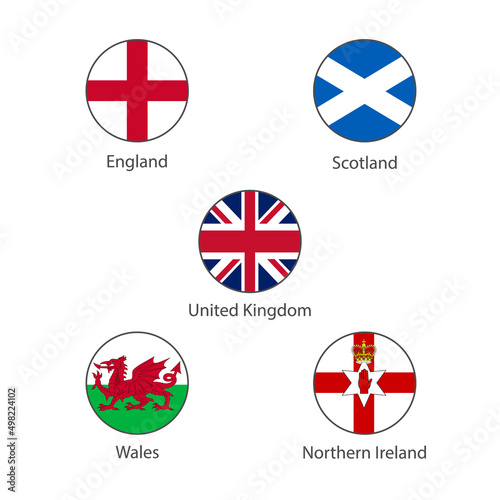 Fotografia Flags of United Kingdom and England, Scotland, Northern Ireland and Wales