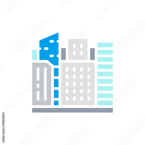Vector big city, megapolis landscape white line icon. Symbol and sign illustration design.