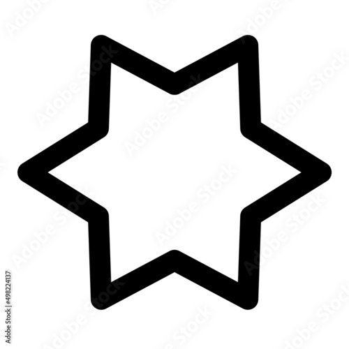 Six Point Star Flat Icon Isolated On White Background
