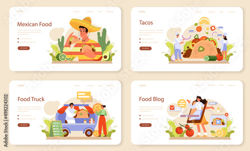 Tacos web banner or landing page set. Traditional mexican fast-food © inspiring.team