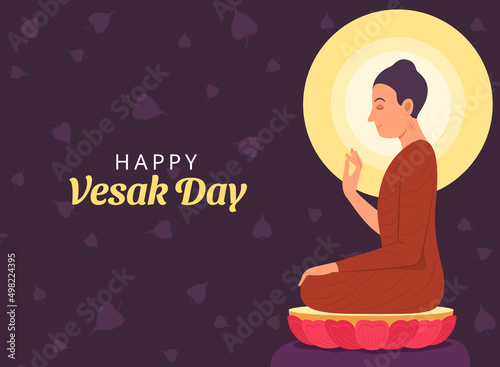 Vesak Day Background with the Buddha Illustration.