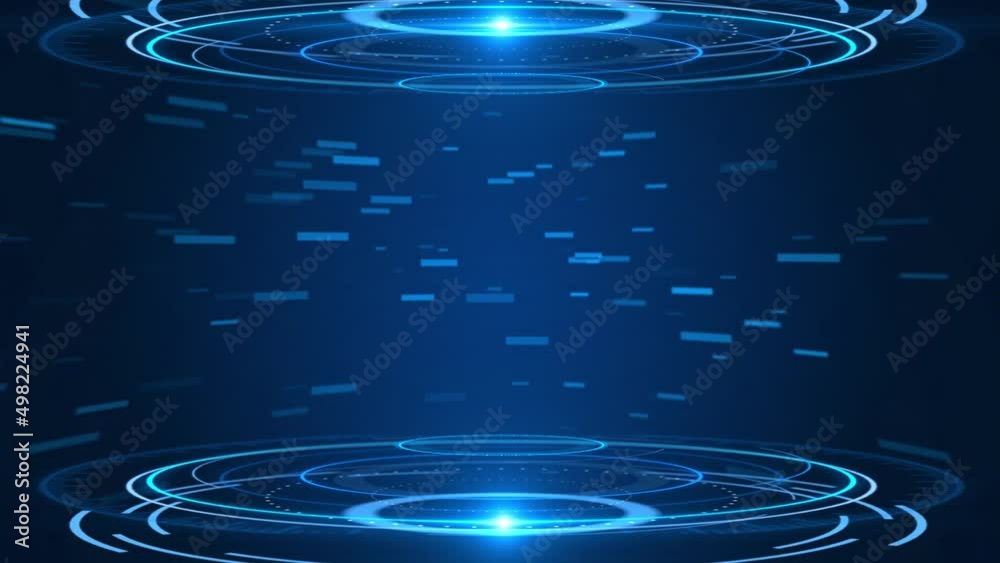 4K Loop Futuristic interface stage in the center. science, Digital technology. HUD grid video, product Corporate promotion. awards ceremony. performance. visual stage frame platform news studio.