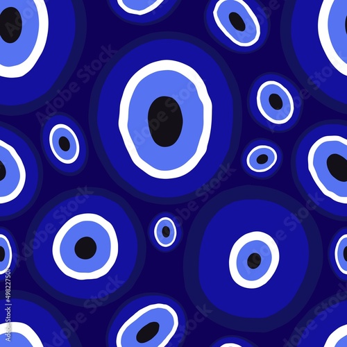 Summer seamless magic evil eye pattern for fabrics and packaging and gifts and cards and linens and wrapping paper