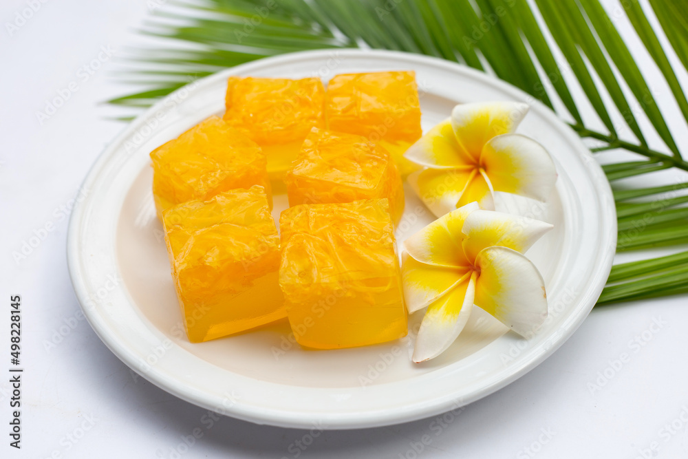 Sweet egg floss jelly. Thai dessert Sweet egg floss jelly. Thai dessert