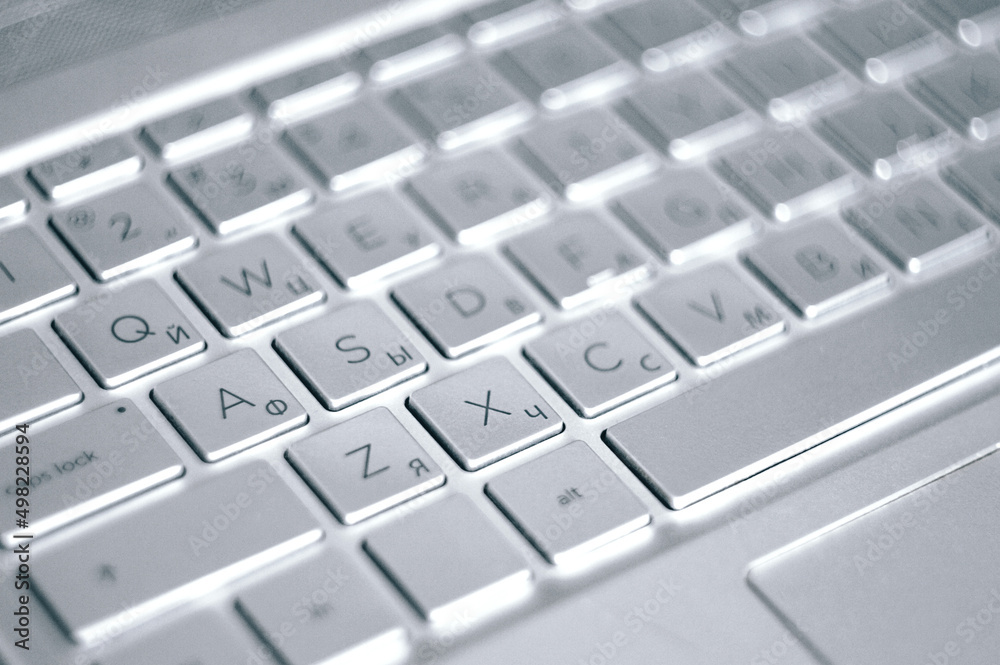 remote work at a computer, laptop close-up, keyboard close-up remote work at a computer, laptop close-up, keyboard close-up