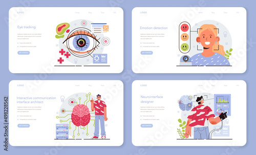 Interactive communication web banner or landing page set. Artificial