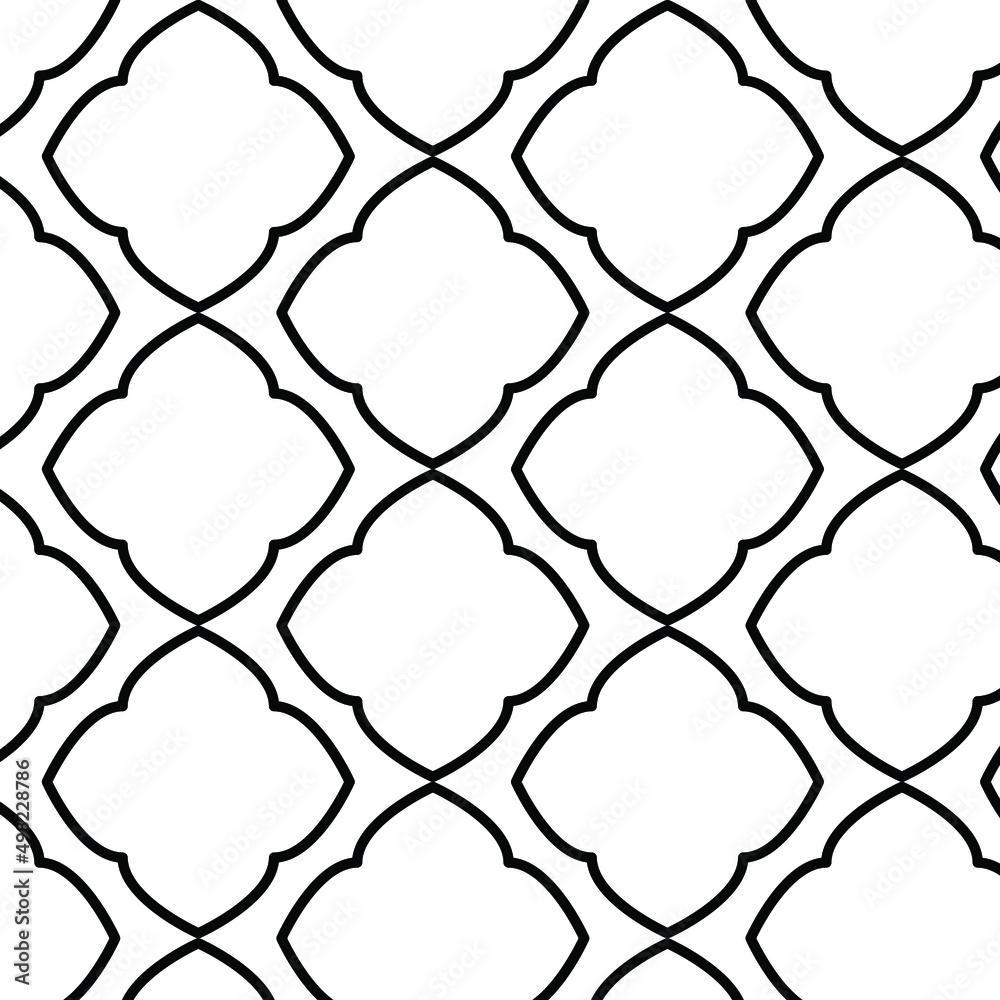 four leaf floral outline seamless pattern vector illustration