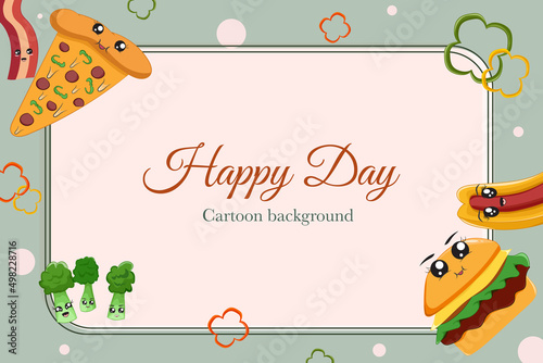 cute fast food cartoon template background card