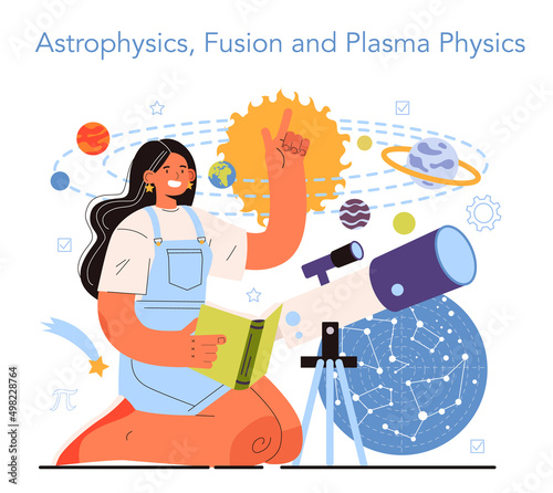 Diverse women in science. Female astrophysicist, fusion and plasma physicist