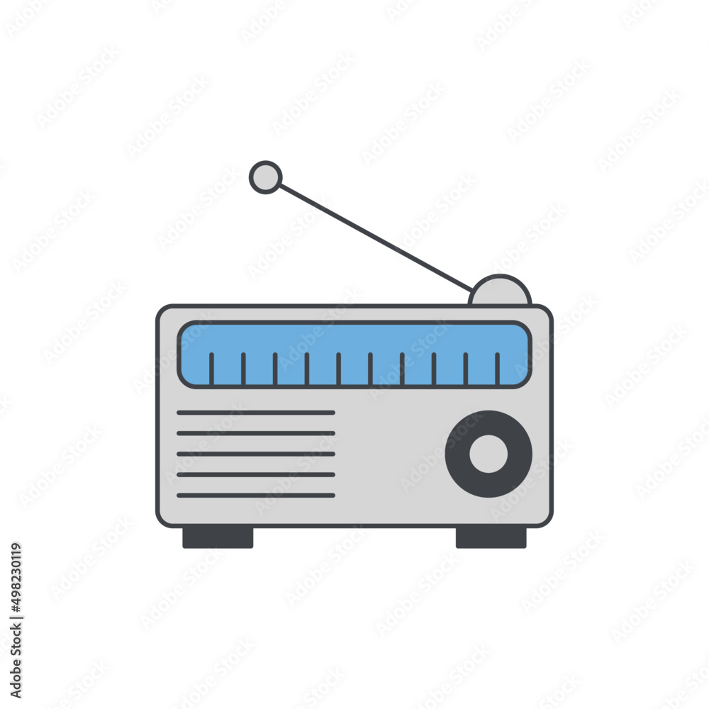 Radio icon in color icon, isolated on white background Radio icon in color icon, isolated on white background