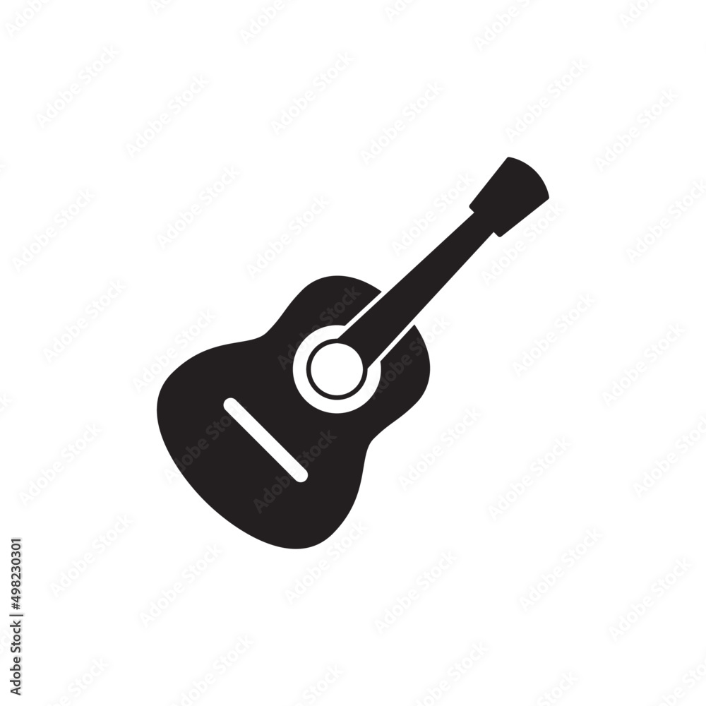Guitar music instrument icon in black flat glyph, filled style isolated on white background Guitar music instrument icon in black flat glyph, filled style isolated on white background