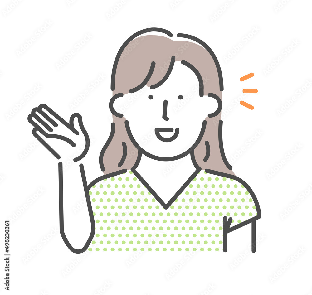 Simple young woman (upper body)  gesture illustration  | introduction,  recommend