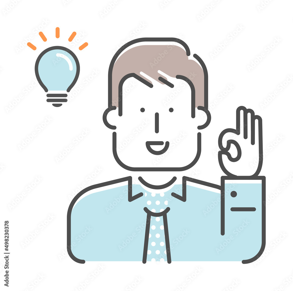 Simple business man (upper body) gesture illustration | OK, good, agree Simple business man (upper body) gesture illustration | OK, good, agree