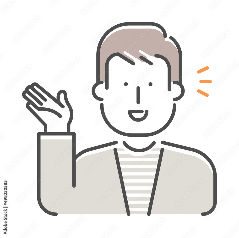Simple young man (upper body) gesture illustration | introduction, recommend Simple young man (upper body) gesture illustration | introduction, recommend