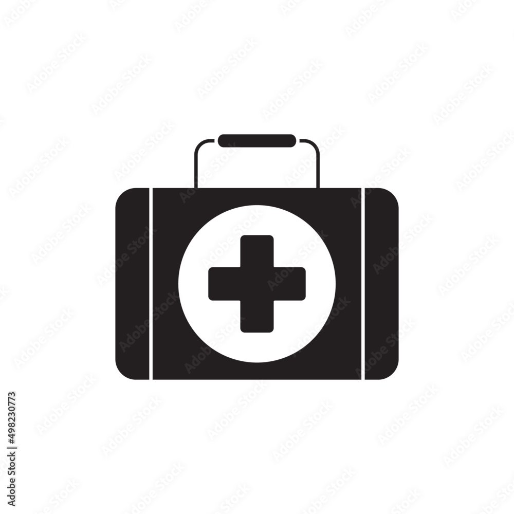 First aid kit icon in black flat glyph, filled style isolated on white background First aid kit icon in black flat glyph, filled style isolated on white background