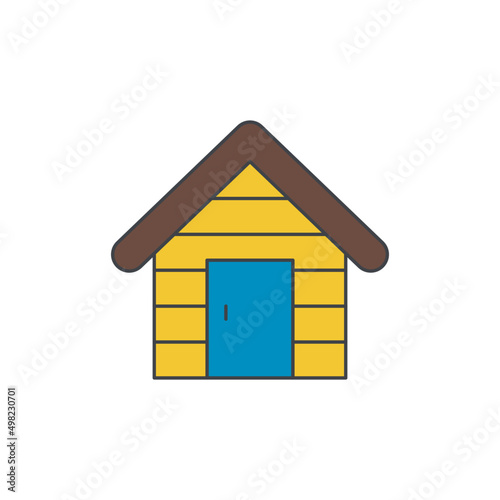 log cabin icon in color icon, isolated on white background 