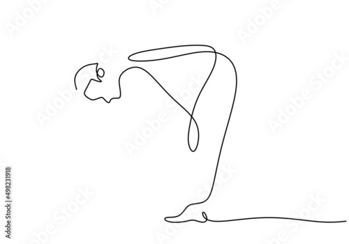 One continuous single line of man ruku sholat pray isolated on white background.