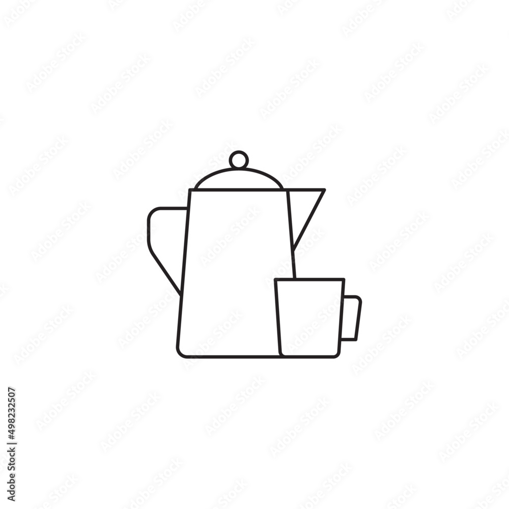 Camping coffee teapot icon line style icon, style isolated on white background