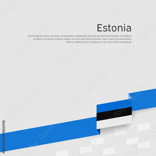 Estonia flag background. State estonian patriotic banner, cover. Ribbon color flag of estonia on a white background. National poster. Vector tricolor flat design