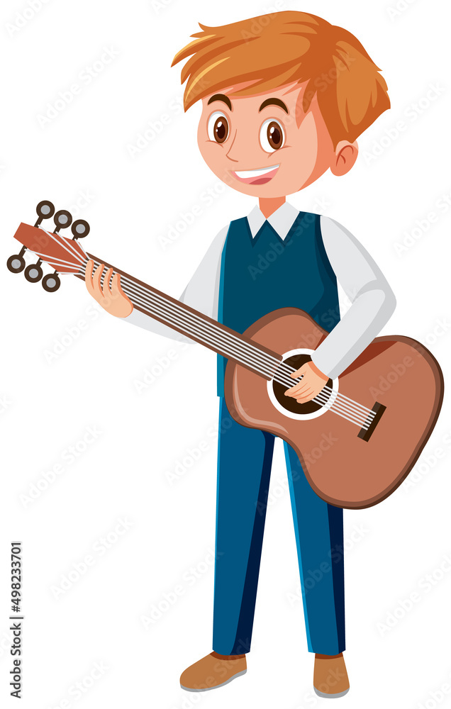 Obraz premium Man playing guitar on white background