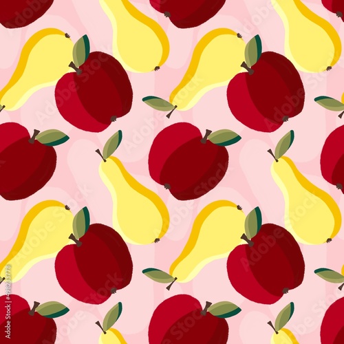 Fototapeta Naklejka Na Ścianę i Meble -  Summer seamless apple pattern for fabrics and packaging and gifts and cards and kids