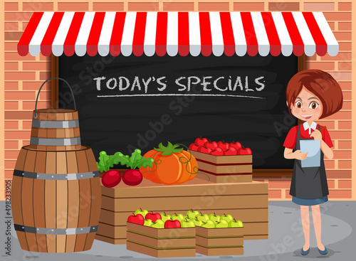 Woman selling fruits and vegetables