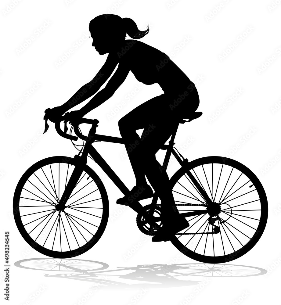 Obraz premium Woman Bike Cyclist Riding Bicycle Silhouette
