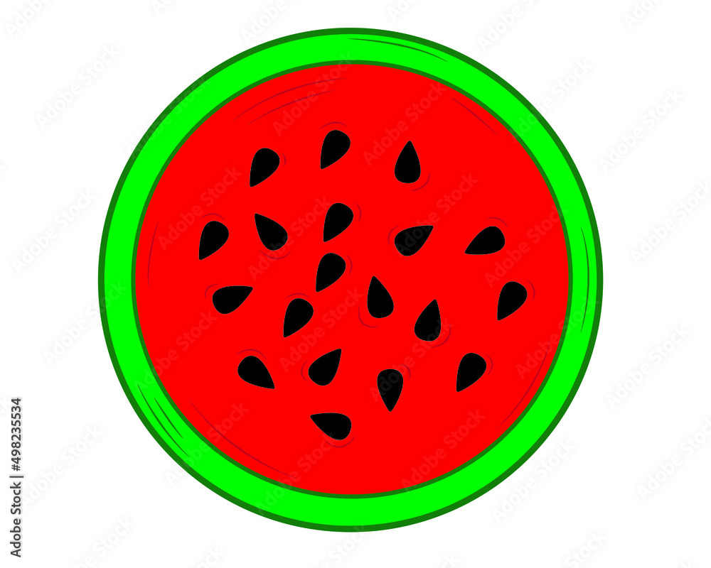 A piece of watermelon in isolate on a white background. Vector illustration A piece of watermelon in isolate on a white background. Vector illustration