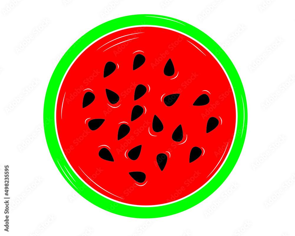 A piece of watermelon in isolate on a white background. Vector illustration A piece of watermelon in isolate on a white background. Vector illustration