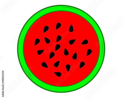 A piece of watermelon in isolate on a white background. Vector illustration