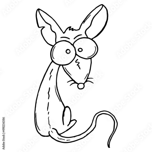 Mouse funny cartoon sketch. Vector illustration of a mouse rodent.