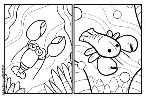 Cute lobster coloring page