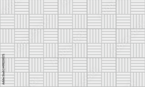 Brick seamless tile. Subway wall texture. Ceramic pattern. Metro backdrop. Apron faience print. Vintage rectangle brickwall. Cement architectural floor. Stone surface background. Vector illustration.