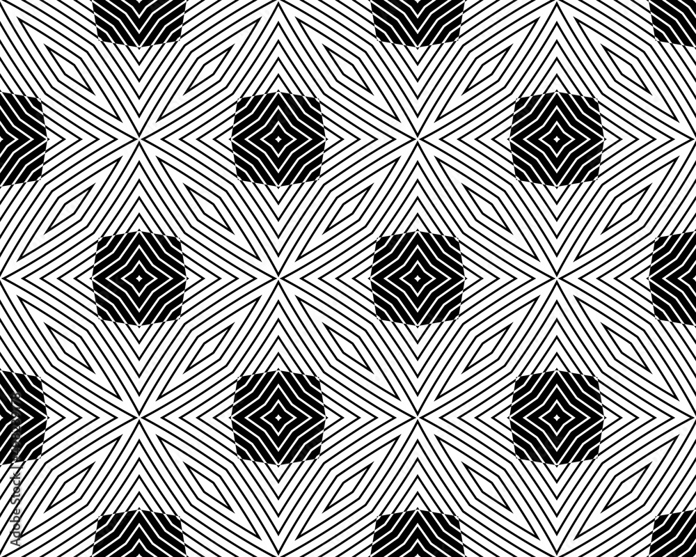 Abstract Vector Seamless Black and White home Pattern Background . background design with texture, geometric pattern, triangles, star, line and circle shapes in artsy style illustration. Abstract Vector Seamless Black and White home Pattern Background . background design with texture, geometric pattern, triangles, star, line and circle shapes in artsy style illustration.