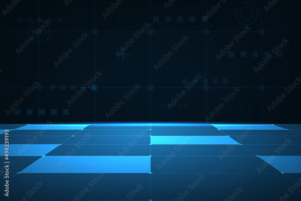 Obraz premium Vector abstract futuristic background of blue glowing technology sci fi frame hud ui.
