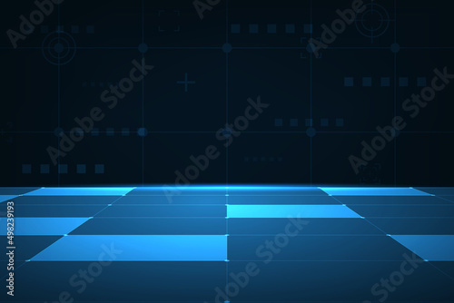 Vector abstract futuristic background of blue glowing technology sci fi frame hud ui.