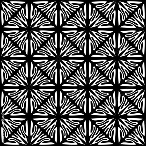 Abstract Vector Seamless Black and White home Pattern Background . background design with texture, geometric pattern, triangles, star, line and circle shapes in artsy style illustration.