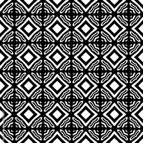 Abstract Vector Seamless Black and White home Pattern Background . background design with texture, geometric pattern, triangles, star, line and circle shapes in artsy style illustration.