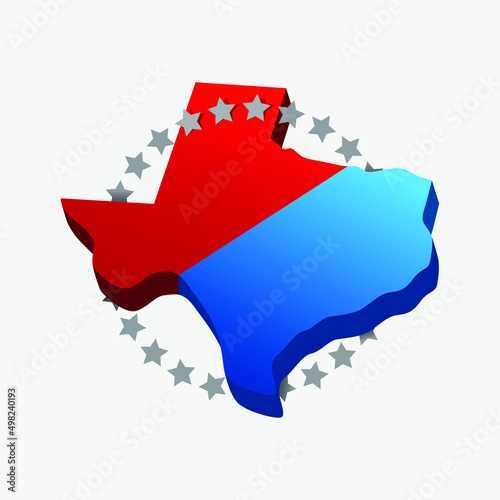 Texas sate 3d effect with stars vector logo