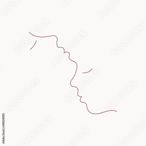Continuous Line Drawing of Couple Faces Trendy Minimalist Prints Set for Wall Art Design. Vector EPS 10. Line art in a trendy minimalist style.