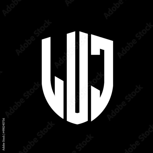 LUJ letter logo design. LUJ modern letter logo with black background. LUJ creative  letter logo. simple and modern letter logo. vector logo modern alphabet font overlap style. Initial letters LUJ  photo